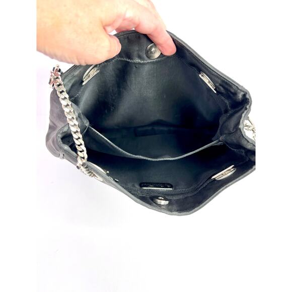 Vintage Paloma Picasso Shoulder Bag,'X' logo, black nylon/Leather, chain strap - Picture 7 of 14
